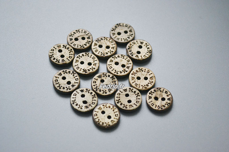 Boutons En Coque De Noix De Coco Marron 12mm - Lot De 25, 4 Trous, Pour Couture - Neuf